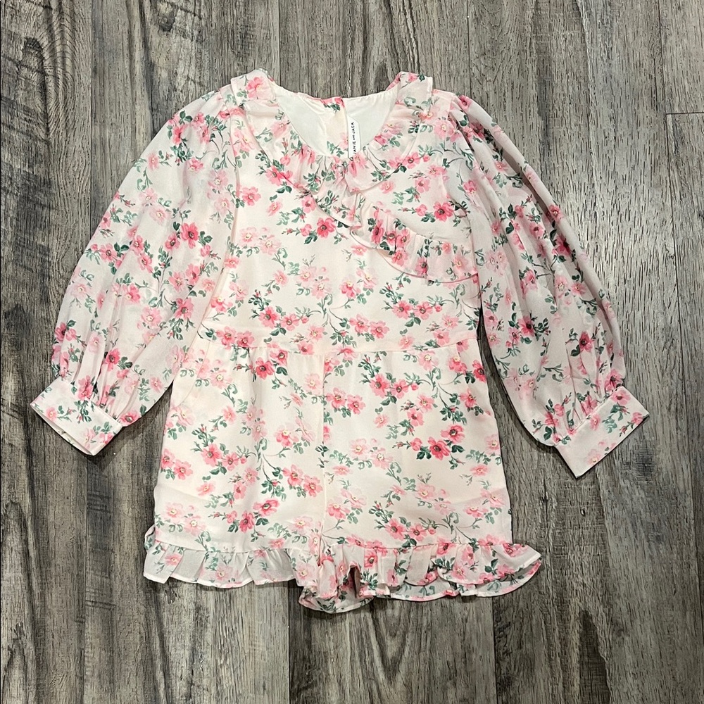 Janie and Jack Pink Floral Ruffle romper